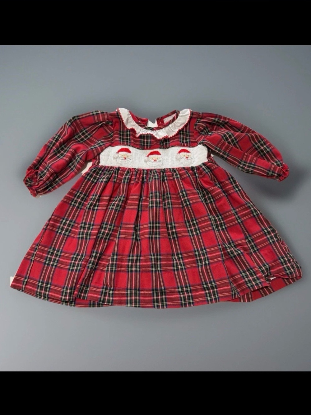 Cecil and Lou Christmas Plaid Smocked Santa Dress Size 2 Lined Holiday